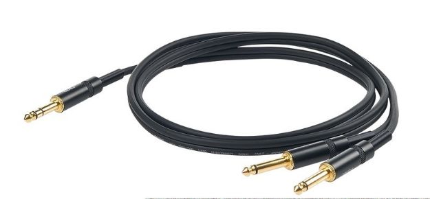 Picture of Challenge  Stereo Split Lead  6.3mm TRS > 2 x TS  3m  GOLD