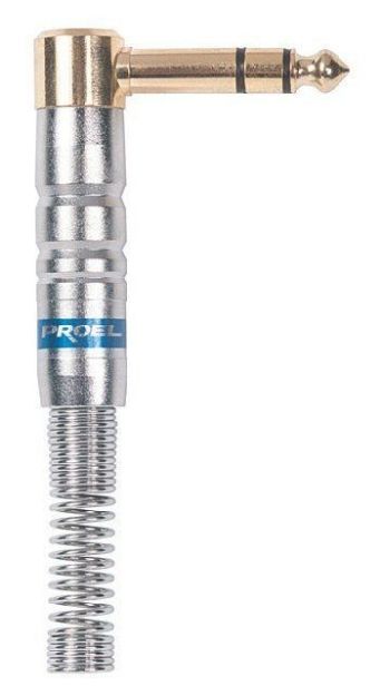 Picture of Stereo Jack Connector 6.3mm TRS Cord Plug 90º MALE