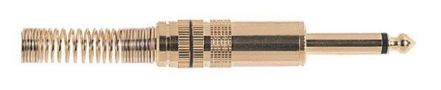 Picture of Mono TS Jack Connector 6.3mm Cord Plug MALE GOLD