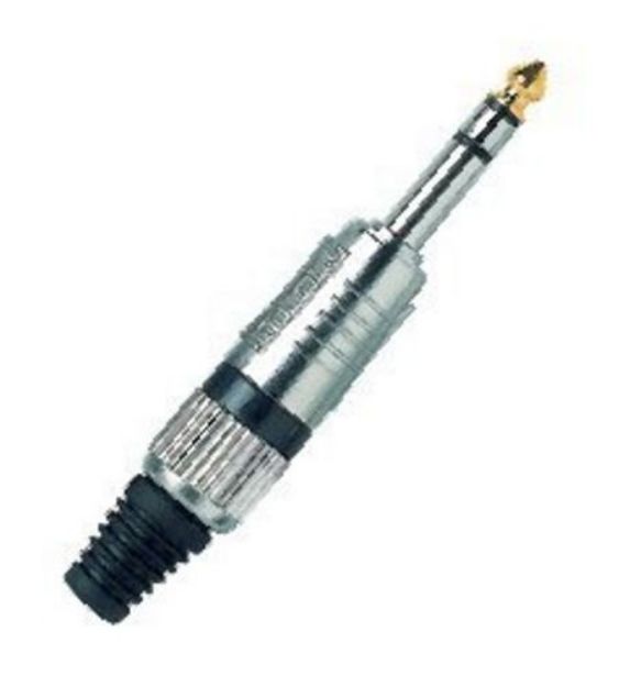 Picture of Stereo Jack Connector 6.3mm Cord Plug MALE BLACK