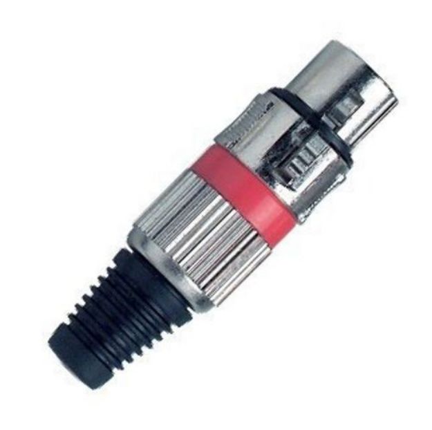 Picture of XLR Connector 3 Pin Cord Plug FEMALE RED