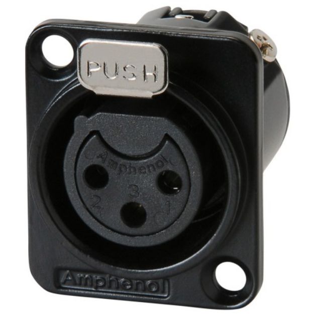 Picture of Amphenol XLR Panel Mount Female 3 Pole GOLD Pins Black