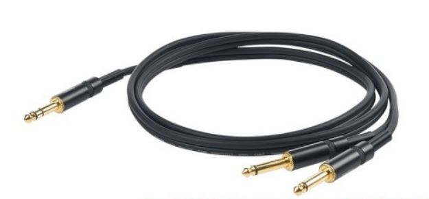 Picture of Challenge Stereo Split Lead 6.3mm TRS > 2 x TS 5m GOLD