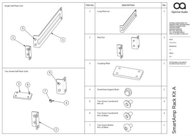 Picture of Optimal SmartAmp Rack Ears & Couplings for half rack