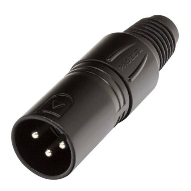 Picture of XLR Connector 3 Pin Cord Plug MALE BLACK